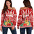 Hawaii Christmas Off Shoulder Sweater Mele Kalikimaka - Ukulele LT7 Women Red - Polynesian Pride