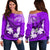 Personalised Fiji Day Off Shoulder Sweater Flying Fijians Masi Kesa Style - Violet LT7 Women Violet - Polynesian Pride