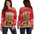 Hawaii Christmas Off Shoulder Sweater Mele Kalikimaka - Pineapple LT7 Women Red - Polynesian Pride