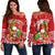 Hawaii Christmas Off Shoulder Sweater Mele Kalikimaka - Tiki LT7 Women Red - Polynesian Pride