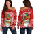 Hawaii Christmas Off Shoulder Sweater Mele Kalikimaka - Tropical Santa LT7 Women Red - Polynesian Pride