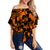 Hibiscus Off Shoulder Waist Wrap Top Fiji Patterns Orange LT6 Women Orange - Polynesian Pride