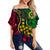 (Custom Personalised) Vanuatu Mix Aboriginal Off Shoulder Waist Wrap Top LT6 Women Red - Polynesian Pride