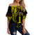 New Caledonia Personalised Off Shoulder Waist Wrap Top Kanaky Mix Plumeria LT7 Women Black - Polynesian Pride