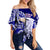 American Samoa Personalised Off Shoulder Waist Wrap Top Bald Eagle LT7 Women Blue - Polynesian Pride