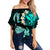 Hawaii Kanaka Turtle Off Shoulder Waist Wrap Top Style No.4 LT6 Women Green - Polynesian Pride