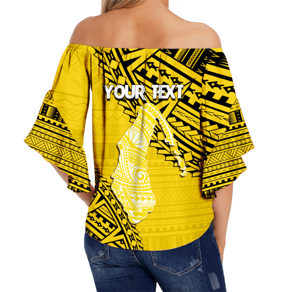 Cook Islands Tribal Personalised Off Shoulder Waist Wrap Top Island Map - Aitutaki Island LT7 - Polynesian Pride