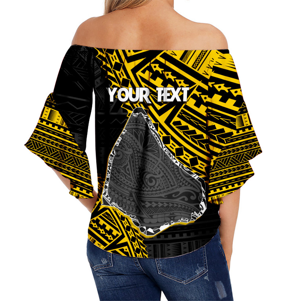 Cook Islands Tribal Personalised Off Shoulder Waist Wrap Top Island Map - Manihiki Island LT7 - Polynesian Pride