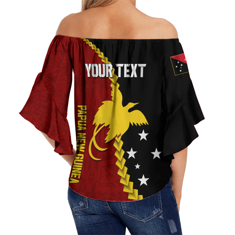 Personalised Papua New Guinea Off Shoulder Waist Wrap Top 47th Independence Anniversary - Motu Revareva LT7 - Polynesian Pride