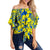 Hibiscus Off Shoulder Waist Wrap Top Fiji Patterns Yellow LT6 Women Yellow - Polynesian Pride