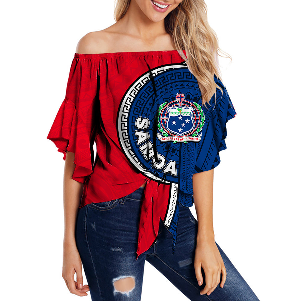 Samoa Independence Day Tribal Tattoo Shoulder Waist Wrap Top No.1 LT6 Women Red - Polynesian Pride