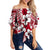 Hibiscus Off Shoulder Waist Wrap Top Fiji Patterns Red LT6 Women Red - Polynesian Pride