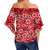 Fiji Hibiscus Festival Off Shoulder Waist Wrap Top Red LT6 - Polynesian Pride