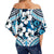 Hibiscus Off Shoulder Waist Wrap Top Fiji Patterns Blue LT6 - Polynesian Pride