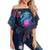 Hawaii Pineapple Kanaka Map Tropical Women's Off Shoulder Wrap Waist Top - Pub Style - AH Female Violet - Polynesian Pride