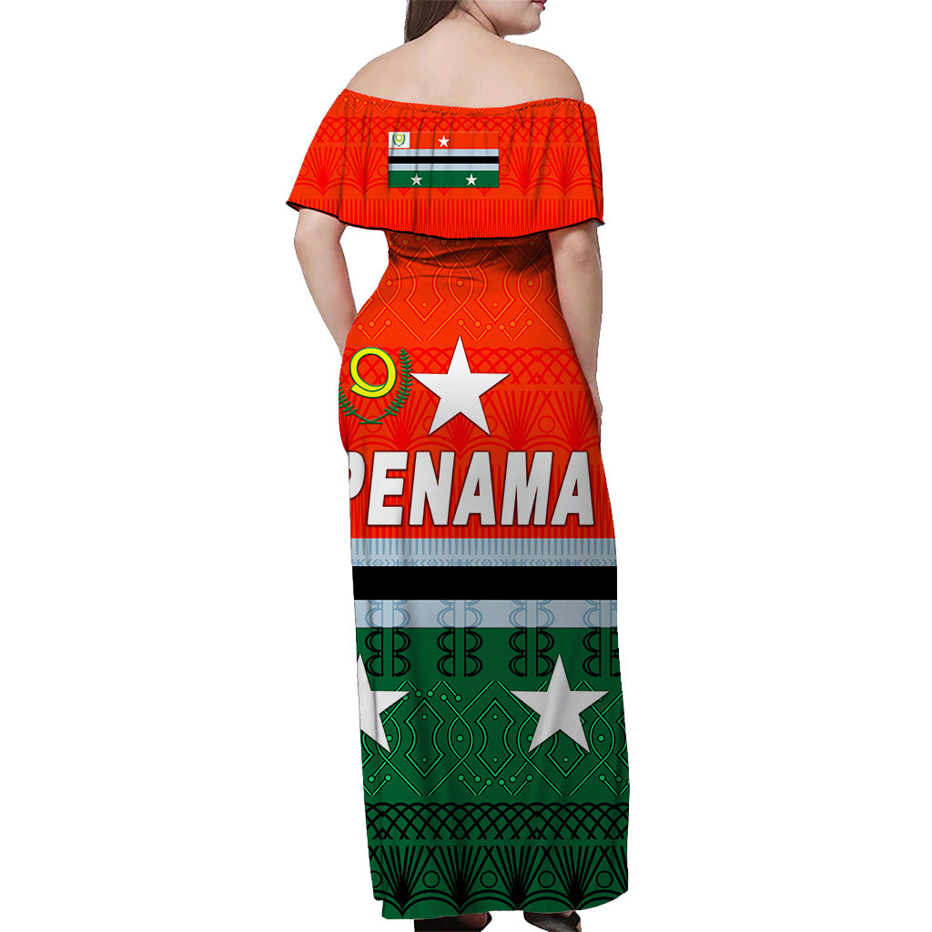 Penama Province Off Shoulder Long Dress Vanuatu Pattern Traditional Style LT8 - Polynesian Pride