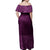 Polynesian Pride Dress - Plum Purple Samoan Elei Pattern Off Shoulder Long Dress LT8 - Polynesian Pride