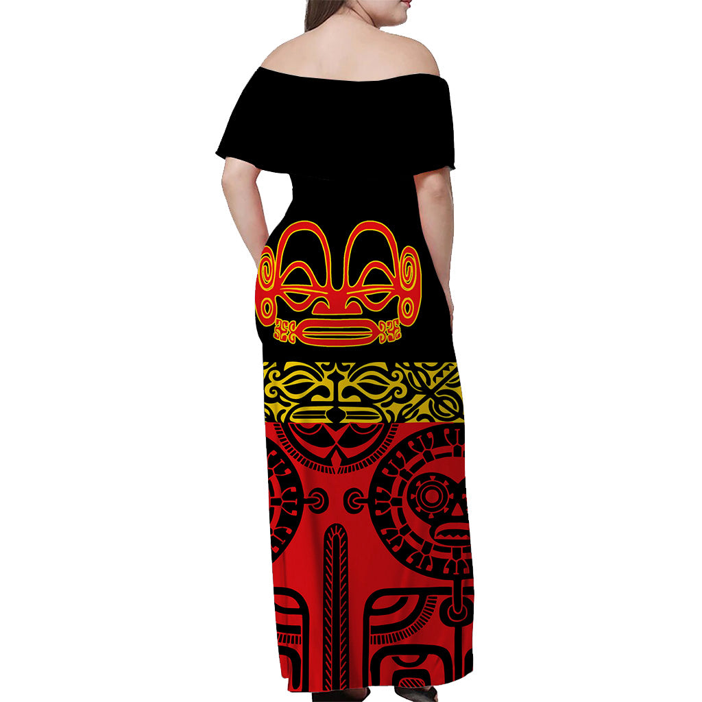 Marquesas Islands Off Shoulder Long Dress Special Style - Red LT8 - Polynesian Pride