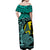 New Caledonia Off Shoulder Long Dress Turquoise Color LT6 - Polynesian Pride