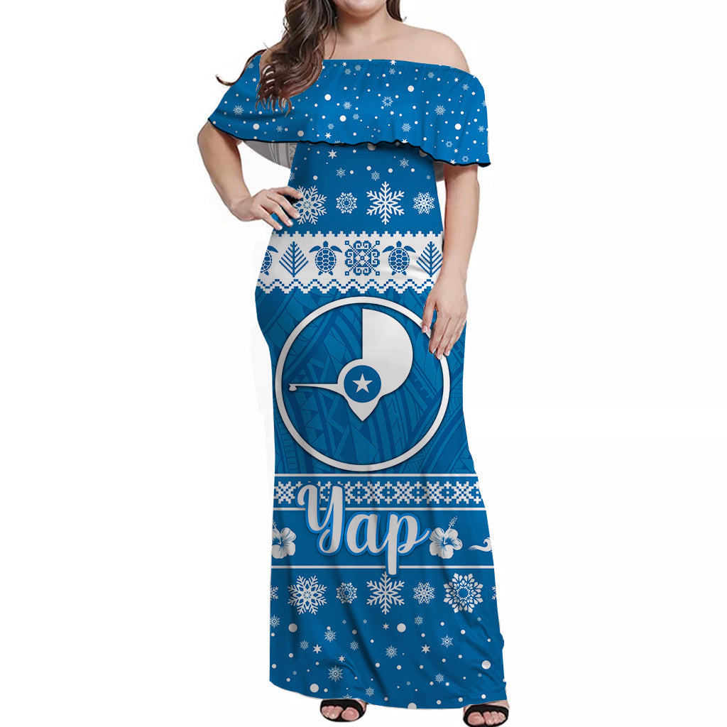 FSM Yap Christmas Off Shoulder Long Dress Simple Style LT8 - Polynesian Pride