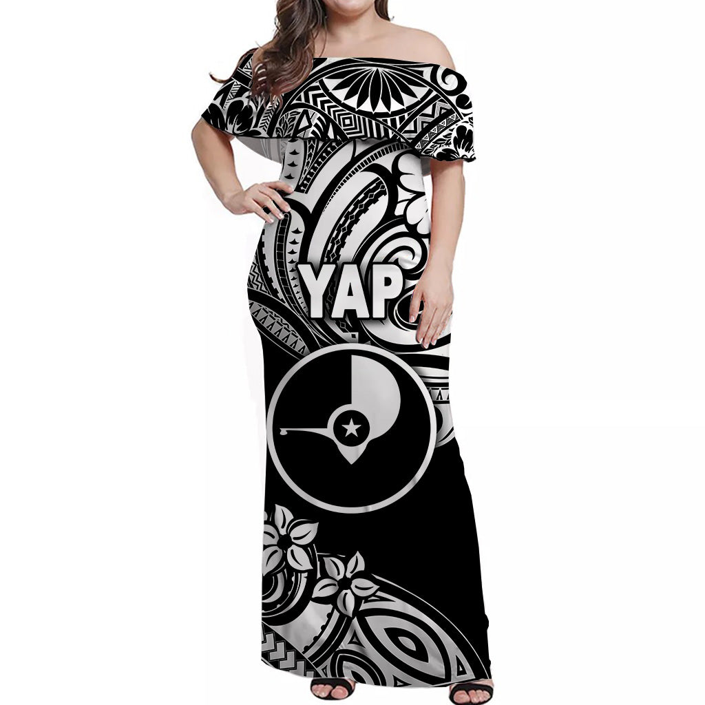 FSM Yap Off Shoulder Long Dress Unique Vibes - Black LT8 - Polynesian Pride