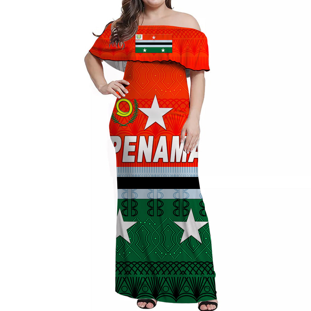 Penama Province Off Shoulder Long Dress Vanuatu Pattern Traditional Style LT8 - Polynesian Pride