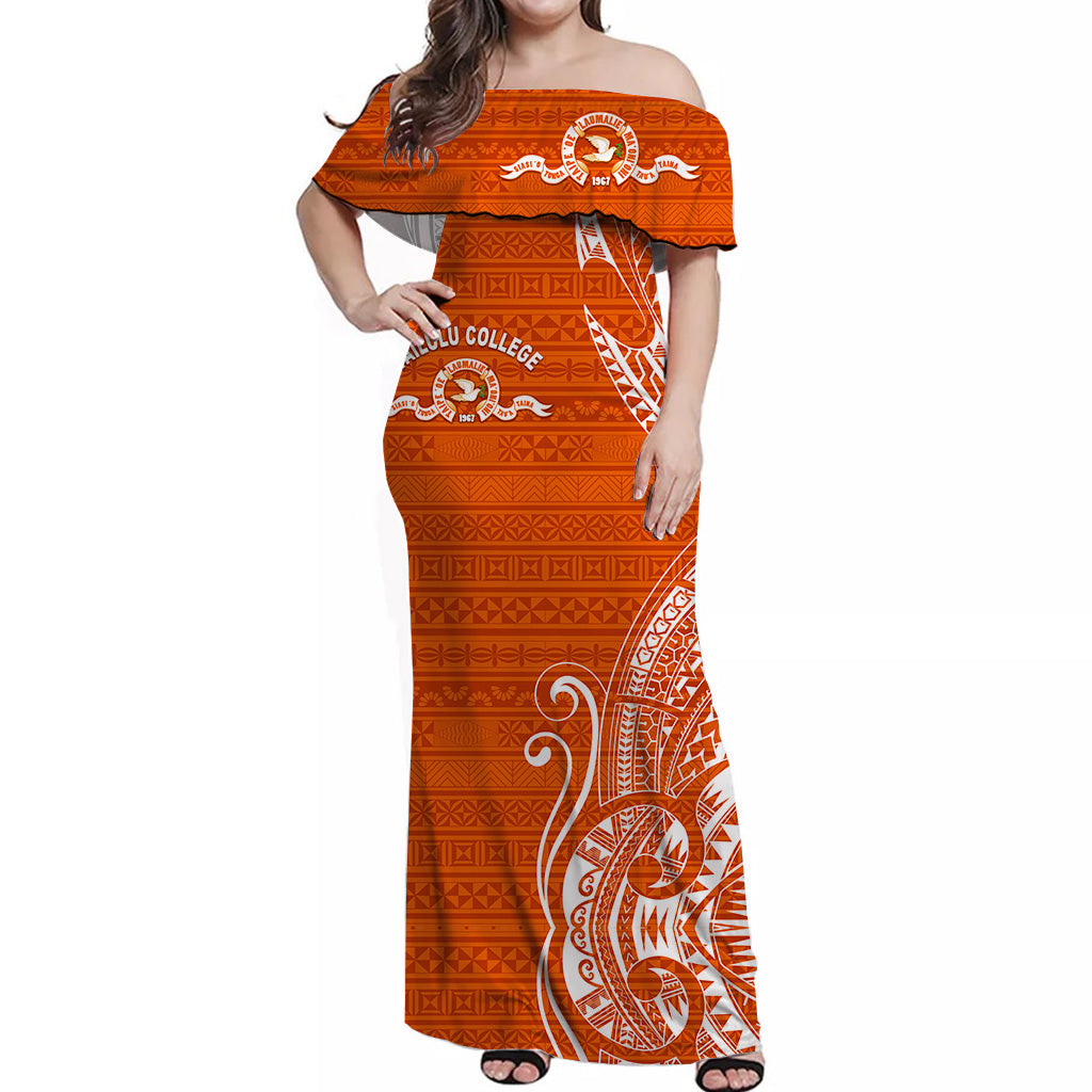 Tonga Tailulu College Off Shoulder Long Dress Simple Vibes LT8 - Polynesian Pride