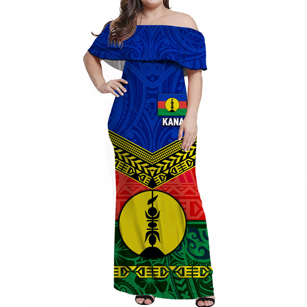 New Caledonia Kanaky Off Shoulder Long Dress Kanaky Vibes LT8 - Polynesian Pride