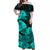 Guam Polynesian Off Shoulder Long Dress Tropical Flowers - Turquoise LT8 - Polynesian Pride