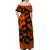 Hibiscus Off Shoulder Long Dress Fiji Patterns Orange LT6 - Polynesian Pride