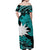 Nauru Off Shoulder Long Dress Hibiscus Mix Polynesian No.4 LT6 - Polynesian Pride