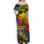 Vanuatu Tafea Off Shoulder Long Dress Hibiscus Mix Polynesian LT6 - Polynesian Pride