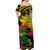 Nauru Off Shoulder Long Dress Hibiscus Mix Polynesian No.2 LT6 - Polynesian Pride