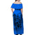 Hawaii King Off Shoulder Long Dress Polynesian Blue Style LT6 - Polynesian Pride