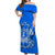 Hawaii Tiki Off Shoulder Long Dress Polynesian Blue Style LT6 Long Dress Blue - Polynesian Pride