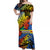 Vanuatu Tafea Off Shoulder Long Dress Hibiscus Mix Polynesian LT6 Long Dress Black - Polynesian Pride