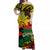 Nauru Off Shoulder Long Dress Hibiscus Mix Polynesian No.2 LT6 Long Dress Black - Polynesian Pride