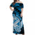 Guam Off Shoulder Long Dress Turtle Mix Polynesian Light Blue Style LT6 Long Dress Blue - Polynesian Pride