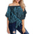 Hawaii Turtle Kanaka Polynesian Off Shoulder Waist Wrap Top - Sky Style - AH Female Blue - Polynesian Pride