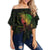 Hawaii Warrior Hibiscus Polynesian Off Shoulder Waist Wrap Top - Flo Style - AH Female Green - Polynesian Pride