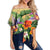 Hawaii Hummingbird Hibiscus Tropical Off Shoulder Waist Wrap Top - Jungle Style - AH Female Orange - Polynesian Pride