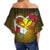 Kanaka Manta Ray Plumeria Heart Polynesian Off Shoulder Waist Wrap Top - Sea Flower - AH - Polynesian Pride