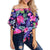 Hawaii Hibiscus Tropical Leaves Off Shoulder Waist Wrap Top - Betty Style - AH Female Navy Blue - Polynesian Pride