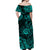 Hawaii Shaka Polynesian Off Shoulder Long Dress Unique Style - Turquoise LT8 - Polynesian Pride