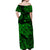 Hawaii Turtle Polynesian Off Shoulder Long Dress Plumeria Flower Unique Style - Green LT8 - Polynesian Pride