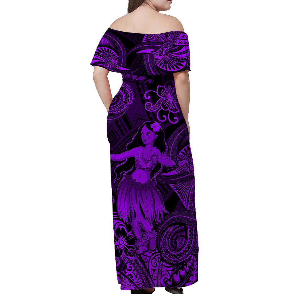 Hawaii Hula Girl Polynesian Matching Dress and Hawaiian Shirt Matching Couples Outfit Unique Style Purple LT8 - Polynesian Pride