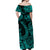 Hawaii Fish Hook Polynesian Off Shoulder Long Dress Unique Style - Turquoise LT8 - Polynesian Pride