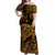 Hawaii Turtle Polynesian Off Shoulder Long Dress Plumeria Flower Unique Style - Gold LT8 Women Gold - Polynesian Pride