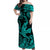 Hawaii Angry Shark Polynesian Off Shoulder Long Dress Unique Style - Turquoise LT8 Women Turquoise - Polynesian Pride