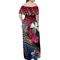 Wallis and Futuna Off Shoulder Long Dress Hibiscus LT6 - Polynesian Pride